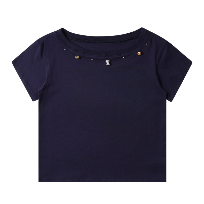Dark Blue Cropped Everyday T-Shirt