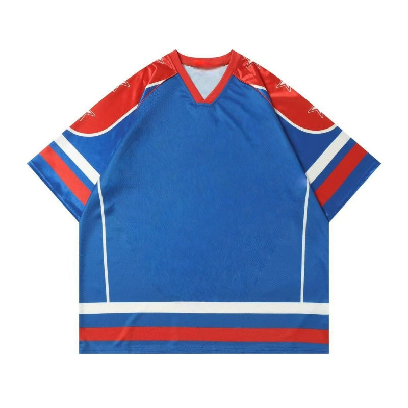 V-Neck Athletic-Style Oversized T-Shirt